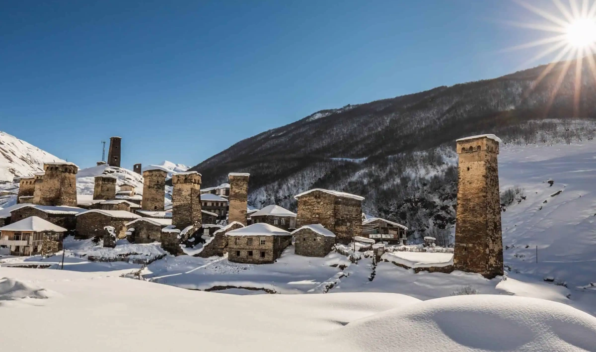 backing country skiing mestia in georgia